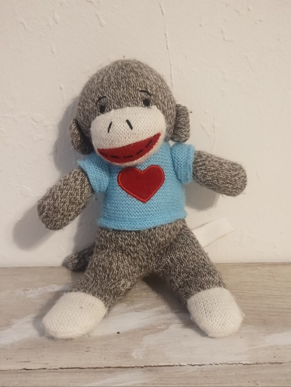 Dan dee plush collectors choice Sock Monkey 10" Blue Shirt With Heart Plush